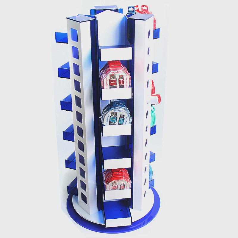 定制透明促销架中岛旋转电子配件展示架车充亚克力数码周边展示架