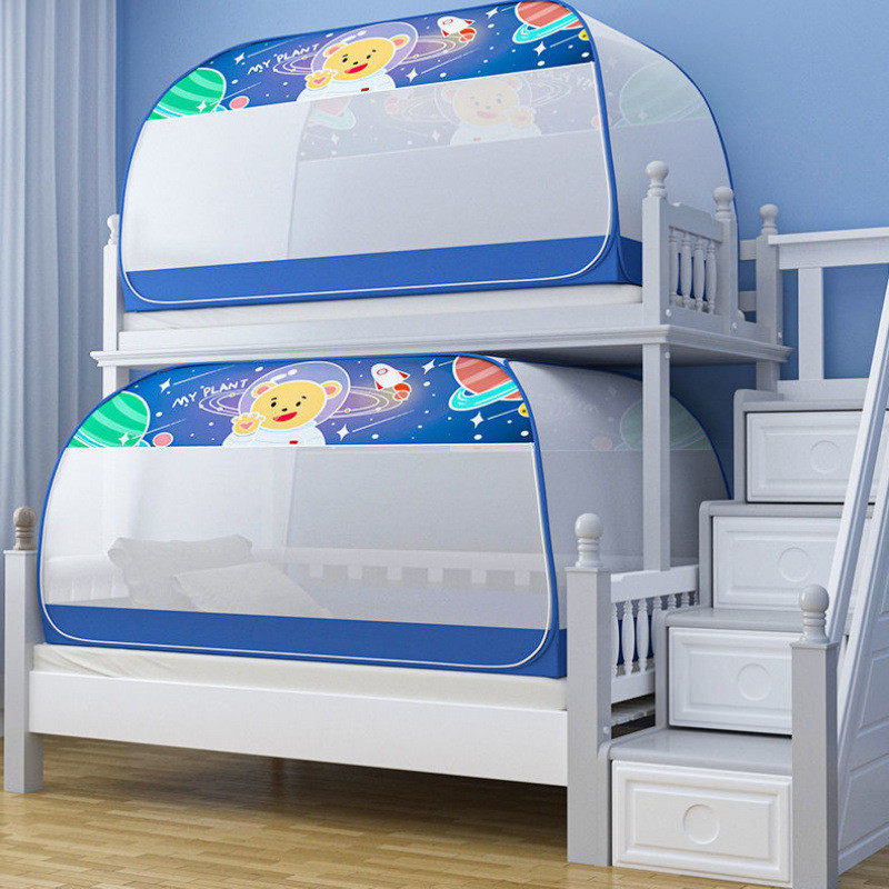 有底蚊帐学生宿舍上下铺90cm高低床防蚊免安装单人上下床1米1.2m