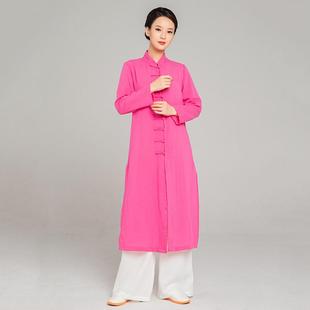 武农2023春季 新款 太极服女士中长款 亚麻居家服武术练功服套装