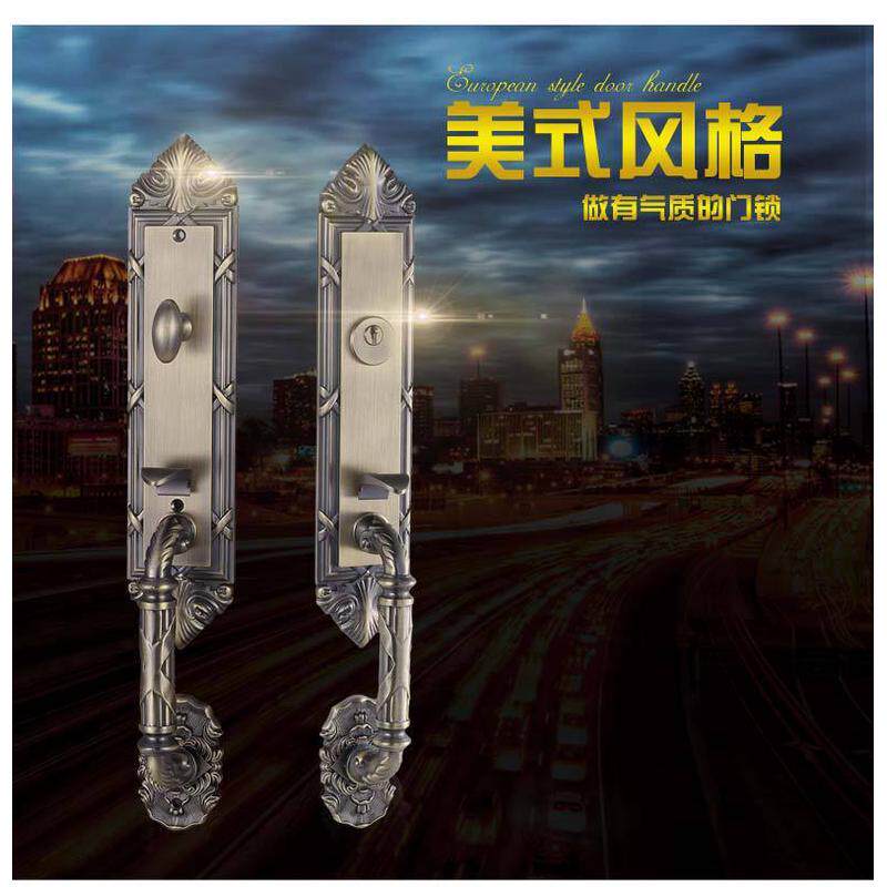 锌合金大门锁纯铜锁芯对开门别墅实木锁具农村双开按压门把手锁