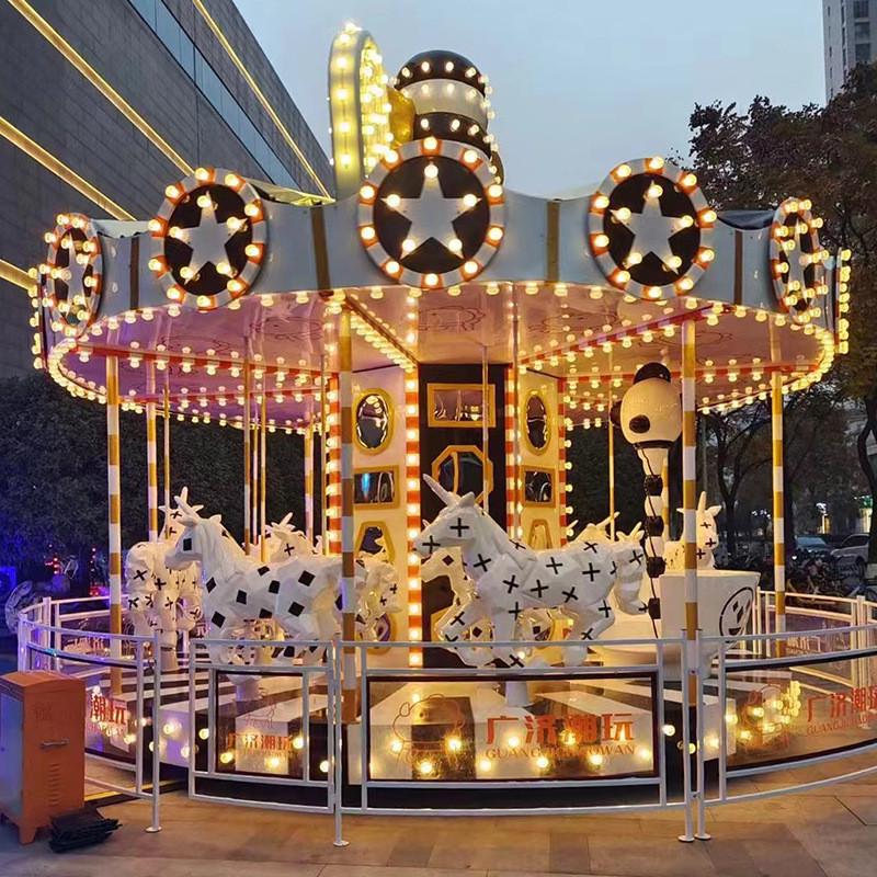 热销转马游乐园旋转木马室内外豪华儿童设备公园大型转马设备生产