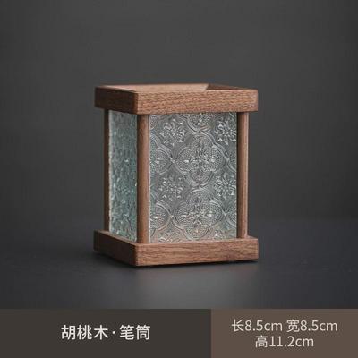 笔筒黑胡桃木茶道六君子高档功夫茶具配件新中式茶筒茶刀化妆笔筒