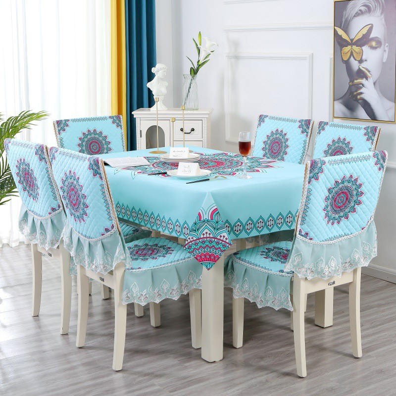 9wor家用椅子套罩欧式餐桌布蕾丝椅垫套装餐椅套茶机布现代清新圆