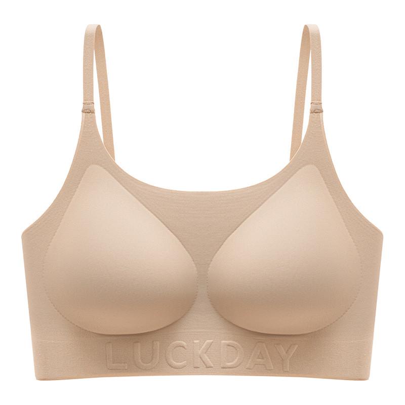 粉底液无痕内衣女舒适隐形不透无痕式无钢圈薄款聚拢背心式文胸罩