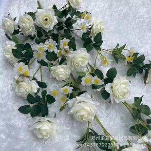 网红新年拍照区布置巨型仿真玫瑰花瀑布直播商场景区打卡引流花墙
