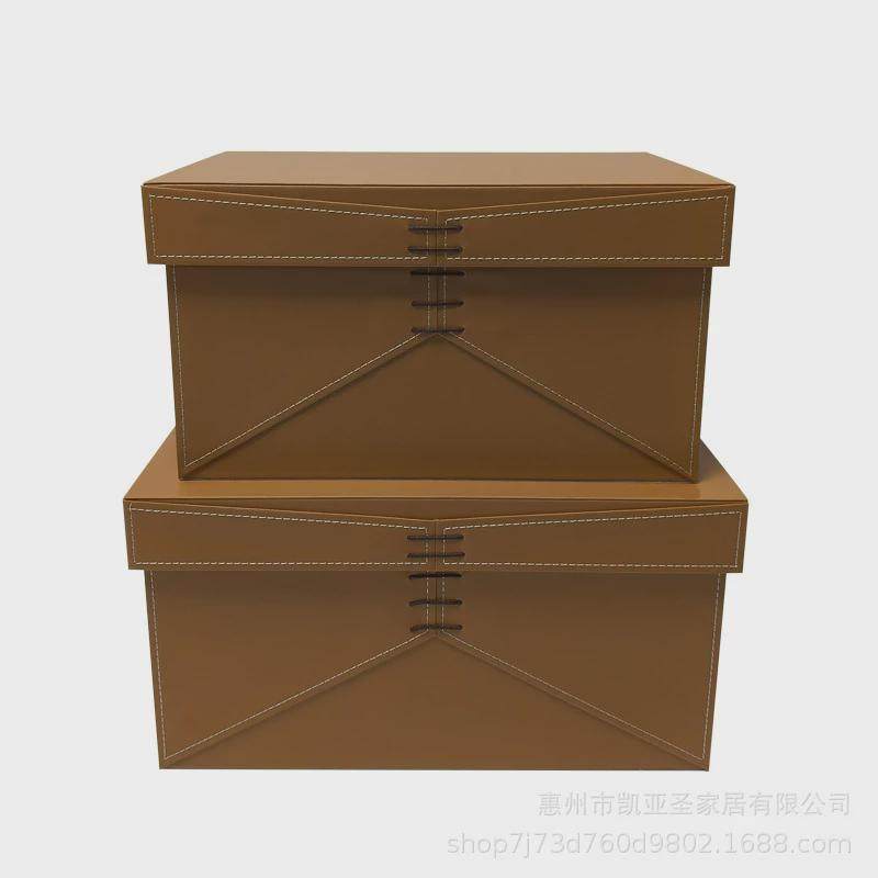 新中式木质pu皮革收纳储物箱样板间衣帽间柜顶角落储物整理盒,家居饰品,装饰摆件,淘宝优惠券,粉丝福利购,淘宝优惠卷