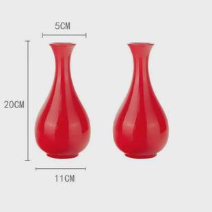 新款红一对带花花瓶结婚假花仿真花摆设客厅上档次假花花束