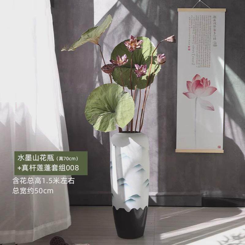 装饰天然摆件带籽干荷花长杆真杆莲蓬干花花束客厅摆设莲花