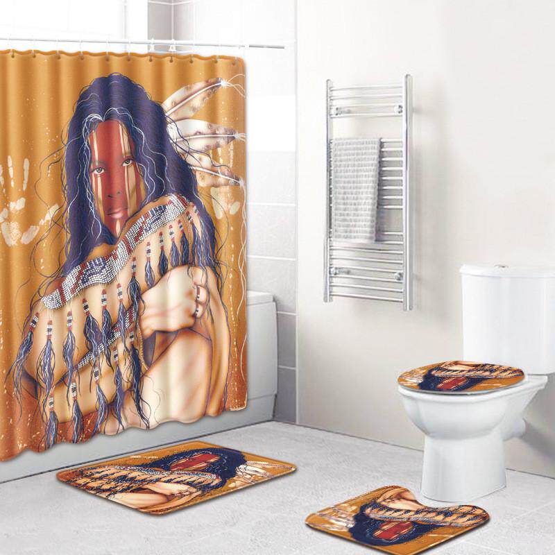 抽象艺术热销浴室防滑来图定制地垫浴帘组合地毯情侣人体防霉