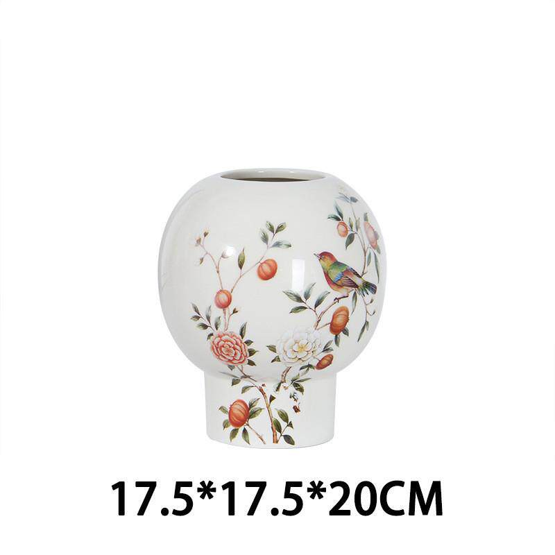新中式陶瓷花瓶中国风田园花鸟插干花器瓶客厅优雅瓷器工艺品盆栽