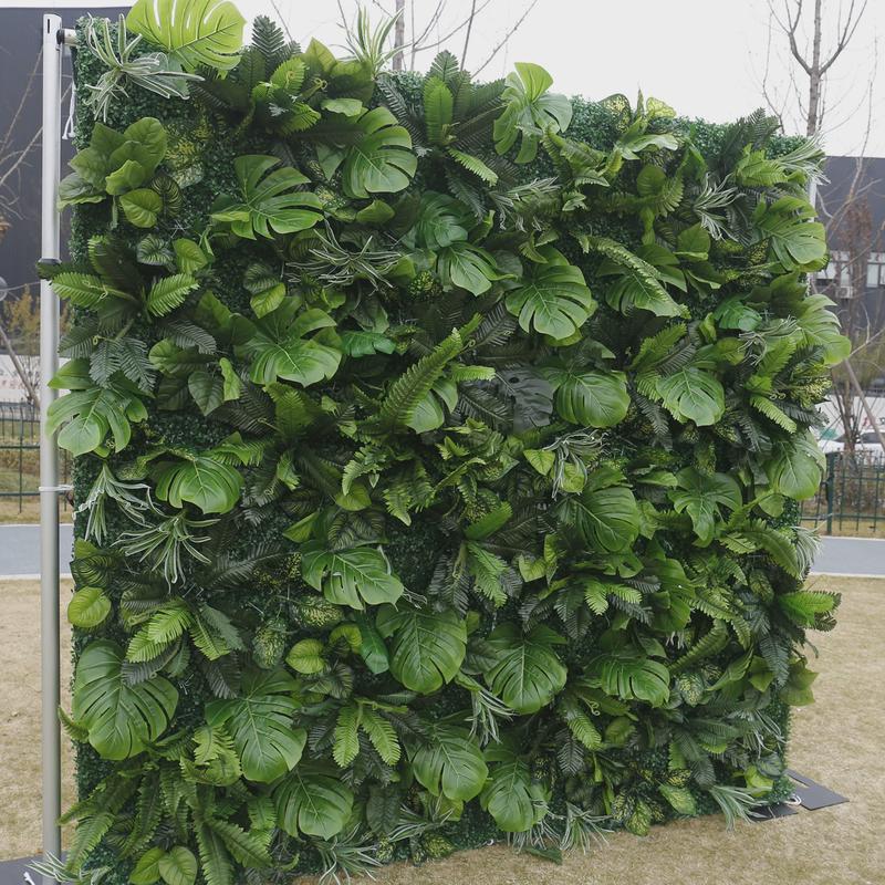 外贸出口布底背景墙墙面装饰仿真绿植户外活动装饰草皮人造植物墙