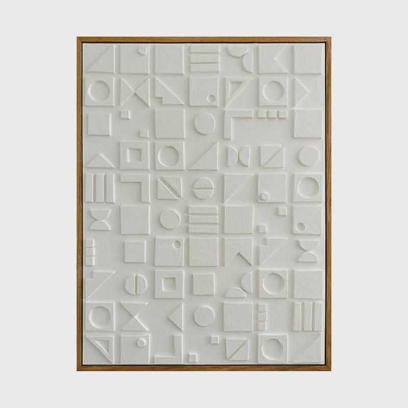 几何艺术侘寂风客厅沙发背景墙挂画玄关立体木雕北欧高档装饰画白图片
