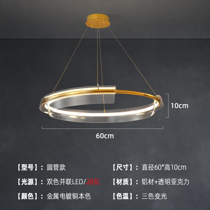 现代轻奢客厅led圆环吊灯设计师餐厅网红北欧简约卧室样板间灯具