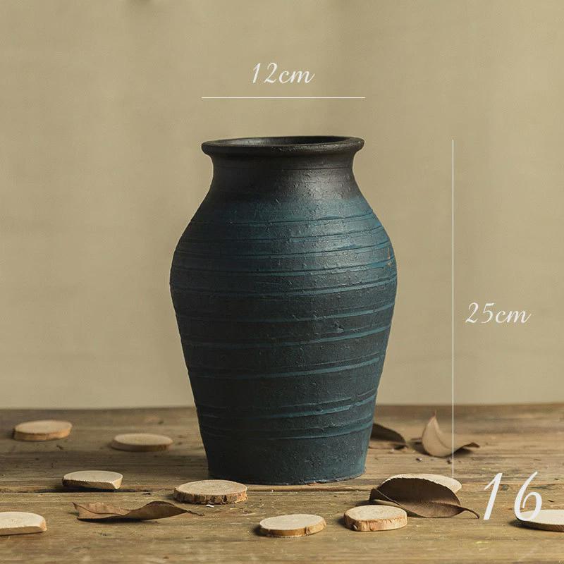 粗陶陶罐花瓶摆件花盆客厅美式土瓶子创意做旧仿古复古陶盆插干花