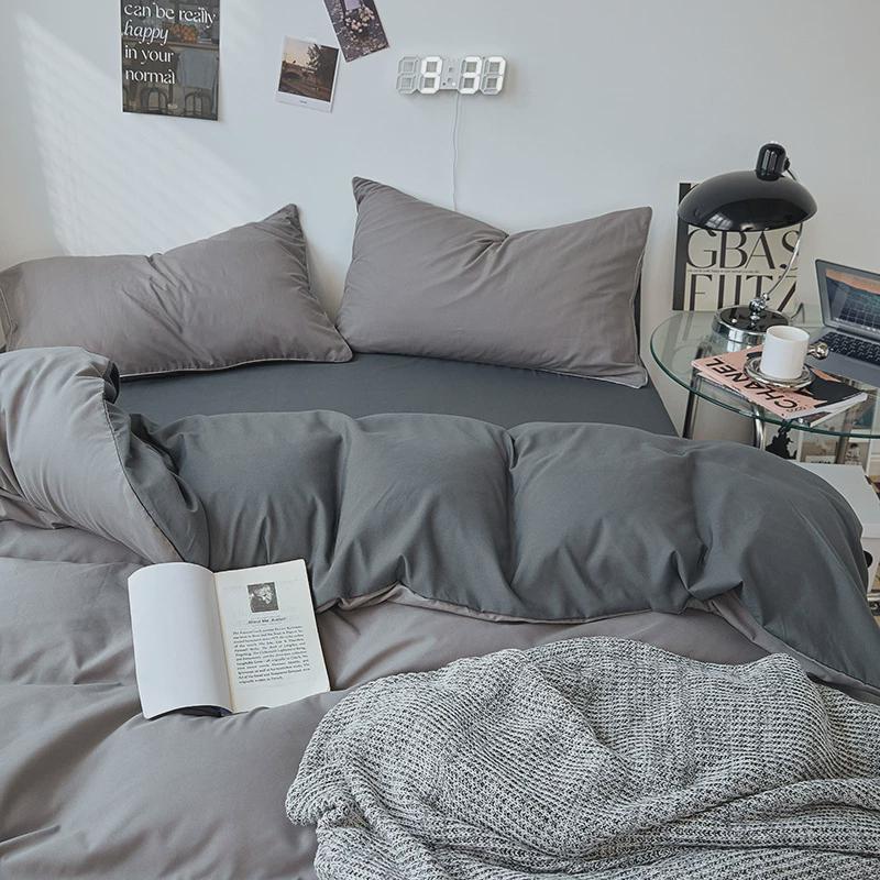 纯色双拼四件套床单被罩学生单双人150x200x230三件套被套单件3