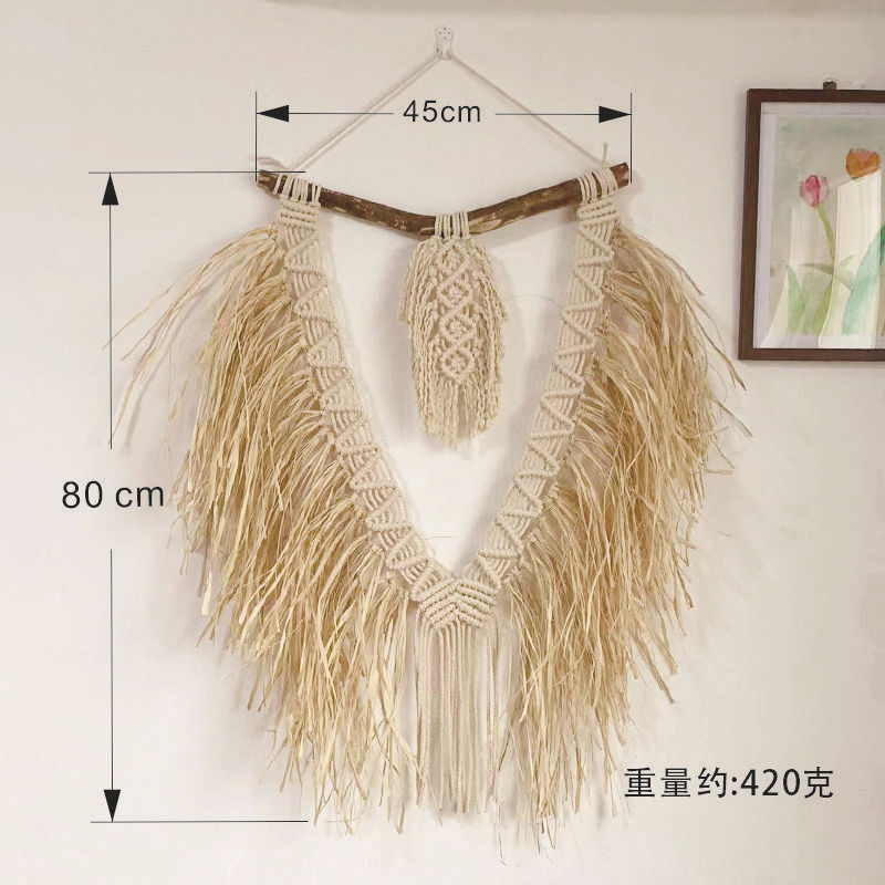 拉菲草壁饰手工编织菱形挂毯挂画摩洛哥风格名宿花店店铺摄影装饰