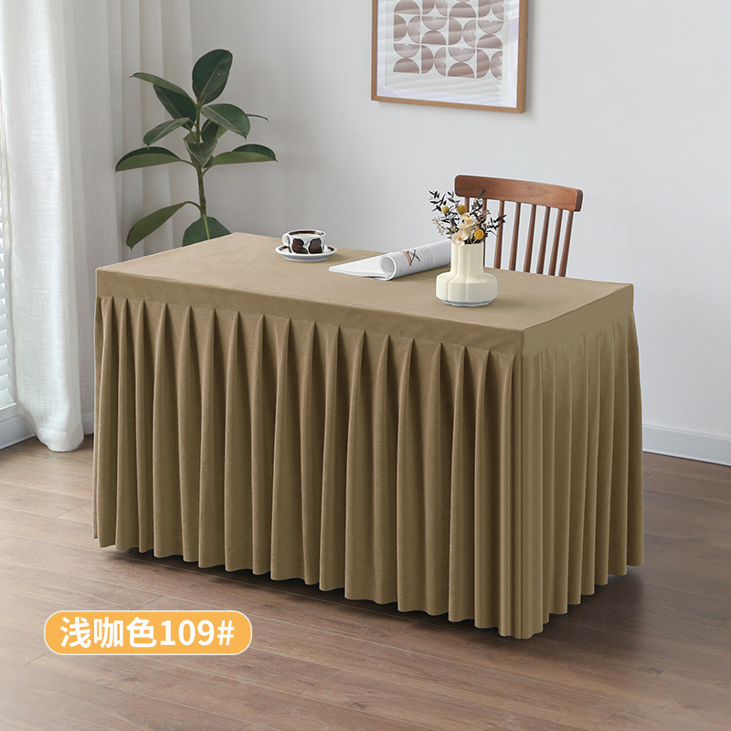 qjao批发桌布会议桌布长条商务长方形绒布桌套罩冷餐摆台展会加厚