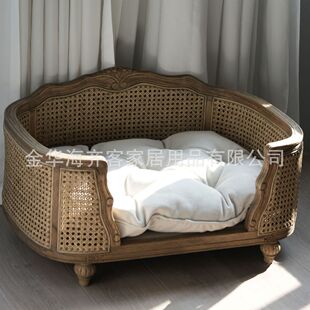 小型犬狗窝宠物窝用品狗窝猫窝美式复古实木动物屋家具泰迪比