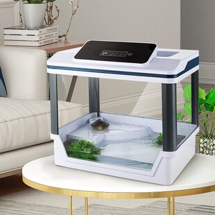 乌龟缸玻璃免换水龟缸玻璃饲养箱带晒台小乌龟缸乌龟别墅
