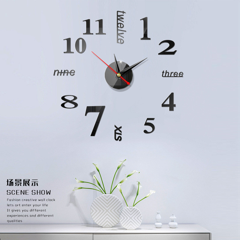 diy免打孔网红钟表家用超静音挂钟挂墙客厅时尚简美个性创意新款