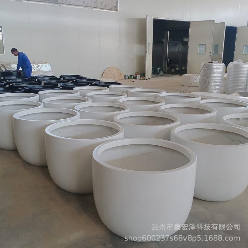 玻璃钢花盆商场花落地美陈花瓶椭圆钵大号组合花器户外种植池花器