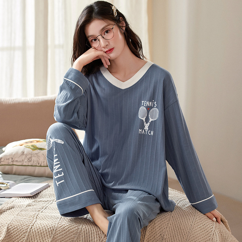 新品睡衣女春秋季纯棉韩版卡通长袖大码两件套装夏秋冬款家居服可