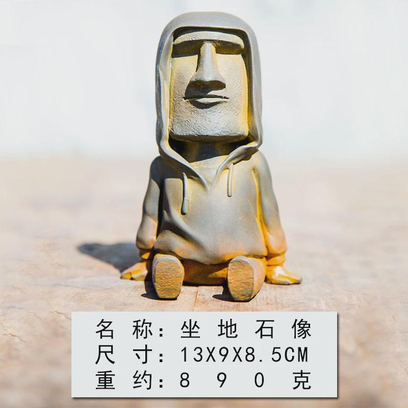 创意北欧风仿铸铁复活节坐地人物桌面书房小摆件客厅茶台纯手工艺