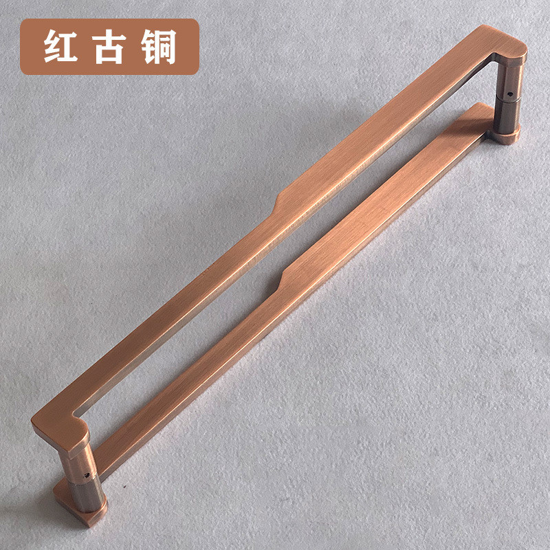 厂家批发现代简约大拉手新中式仿古铜木门拉手有框轻奢玻璃门把手