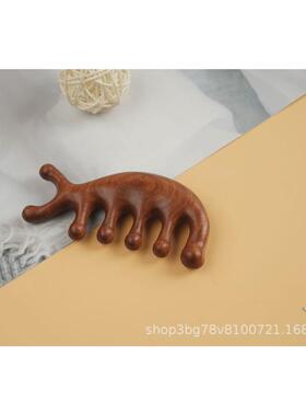 厂家现货檀木经络梳按摩梳真绿檀头部经络按摩梳子，黑檀木梳子