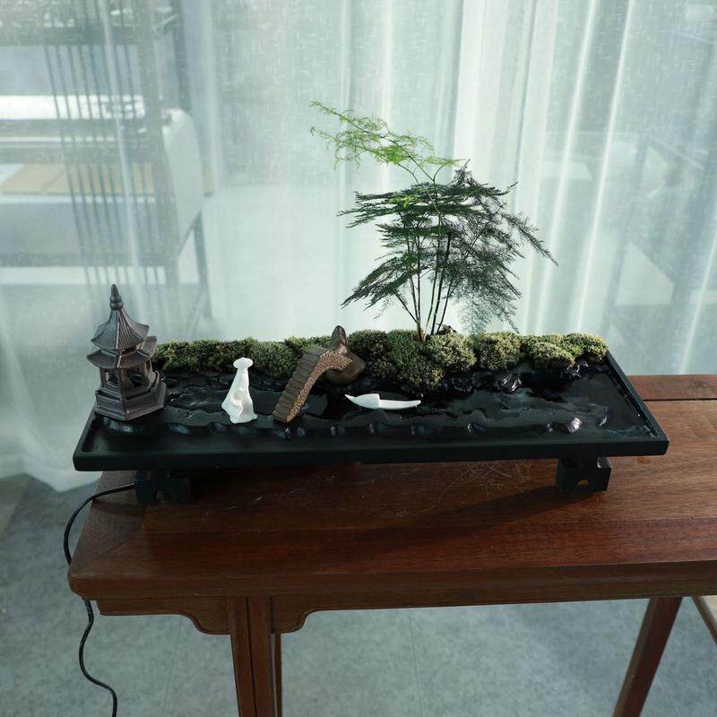 文竹苔藓水培微景观菖蒲盆景绿植乌金石办公室桌面禅意摆件吸水石