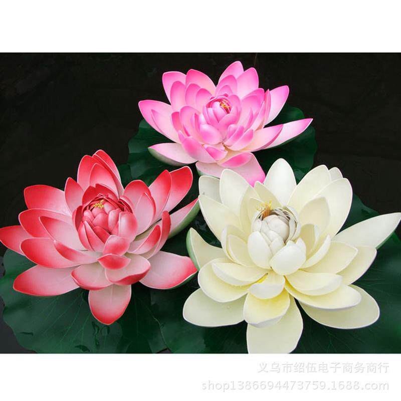 仿真荷花道具40厘米荷花仿真花假荷花水上漂水池装饰