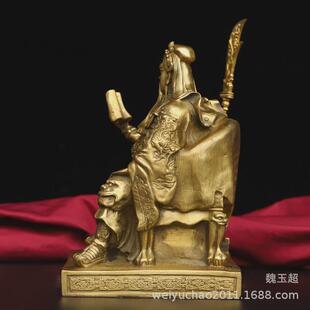 纯铜圣君关公铜像关二爷读春秋看书关公关帝看书忠义千秋摆件