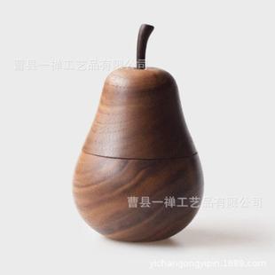 创意可爱牙签筒家用餐厅木制水果摆件 梨子牙签盒 个性