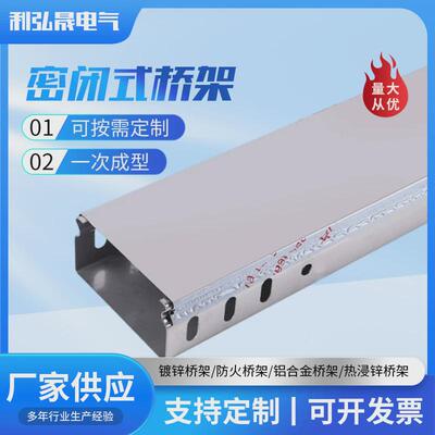 密闭式桥架热浸锌托盘式槽式镀锌桥架室外槽盒多孔桥架200x100