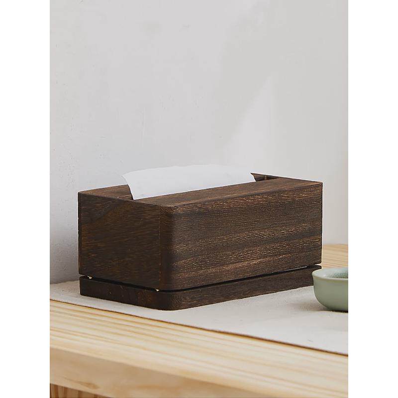 wbz7实木桌面纸巾盒壁挂擦手抽纸盒置物架客厅家用中式纸盒餐车载