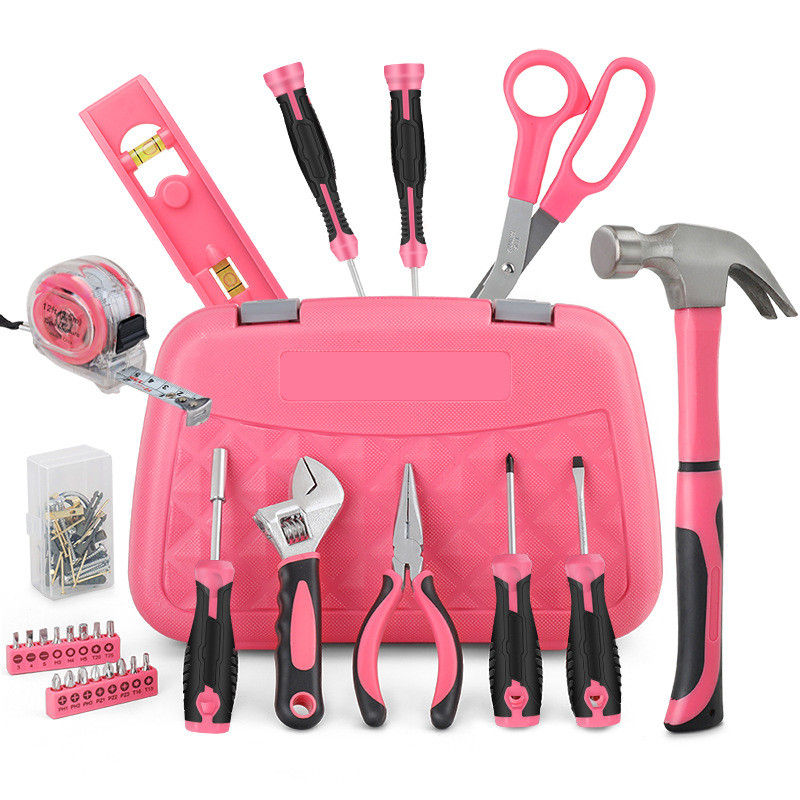 Hi-Spec  67件套家用工具套装粉色女士家用工具箱粉色钳子扳手