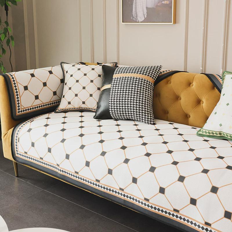 06ym2022时尚百搭夏季沙发垫大气冰丝凉席沙发巾套可机洗透气沙发