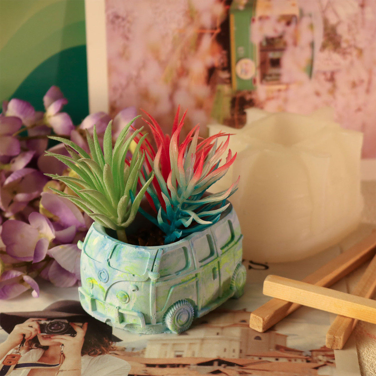 创意蜡烛复古巴士汽车INS多肉花盆硅胶模具汽车香薰蜡烛杯模具,厨房/烹饪用具,烘焙模具,淘宝优惠券,粉丝福利购,淘宝优惠卷