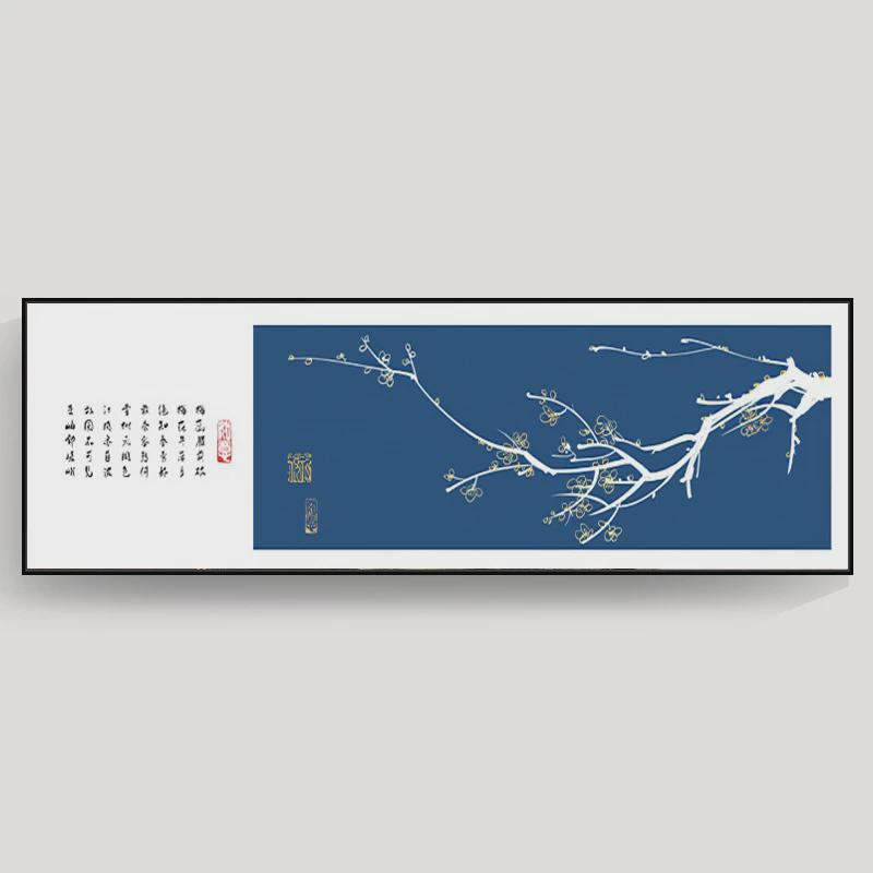 新中式床头装饰画风景山水画油画现代简约壁画客厅背景墙卧室挂画