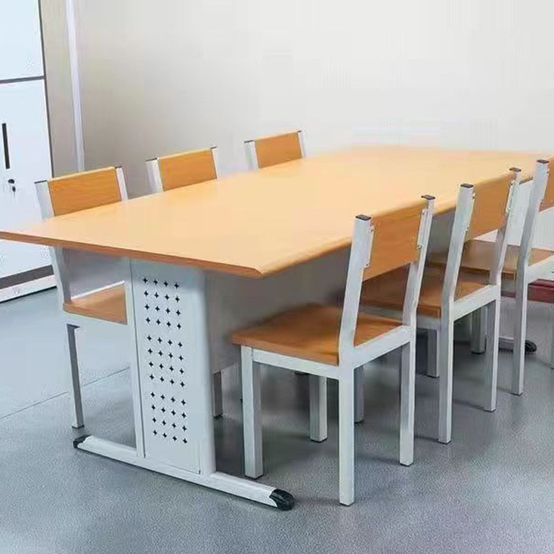 学校图书馆阅览室桌椅书店会议室培训阅读桌钢木办公桌椅开会桌子