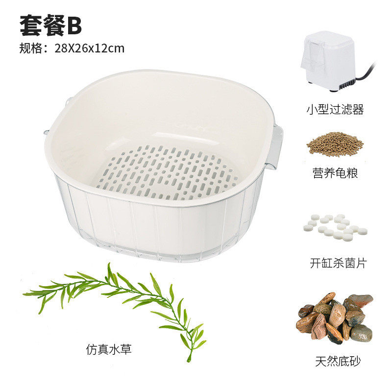乌龟缸带晒台生态别墅小房子家用防逃养龟专用饲养箱巴西龟鳄安寒