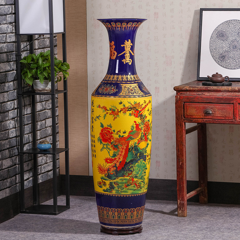 批发陶瓷粉彩大花瓶落地客厅大花瓶家居摆件装饰品乔迁厂家景德镇