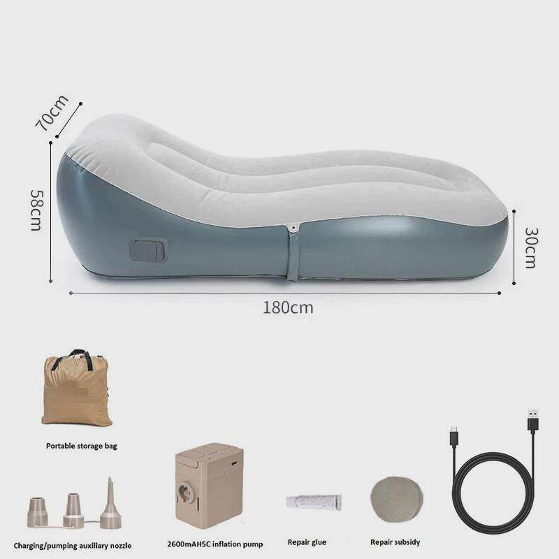 加厚充气成人pvc植绒沙发床双人加高折叠床垫户外懒人沙发躺椅