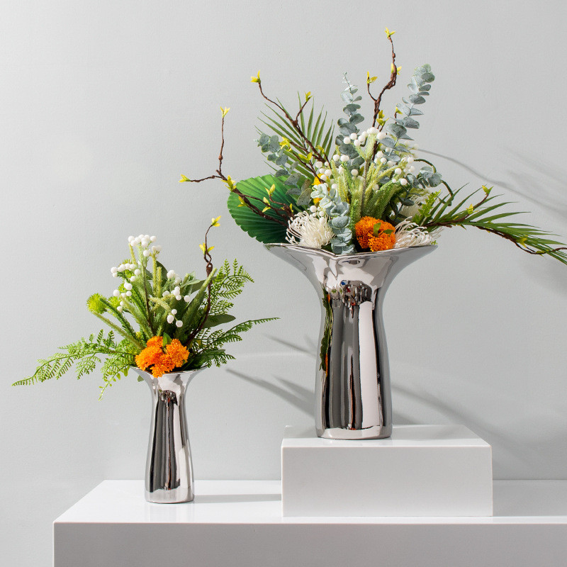 热销艺餐桌仿真花摆设客厅高端摆花贝子花轻奢售楼处酒店高档花艺