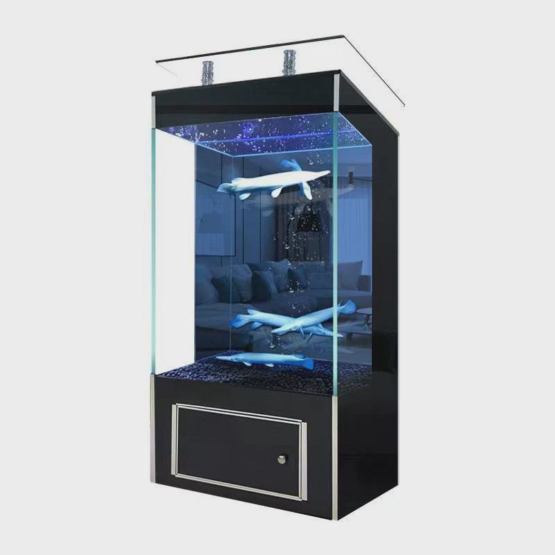 玻璃方白方缸鱼缸小型客厅家用落地懒人金鱼缸生态免换水水族箱