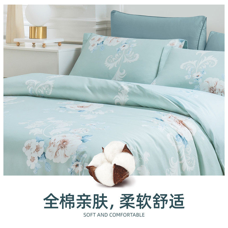 3rlm雅兰花卉床上四件套床笠简约床单被套三件套单人床品