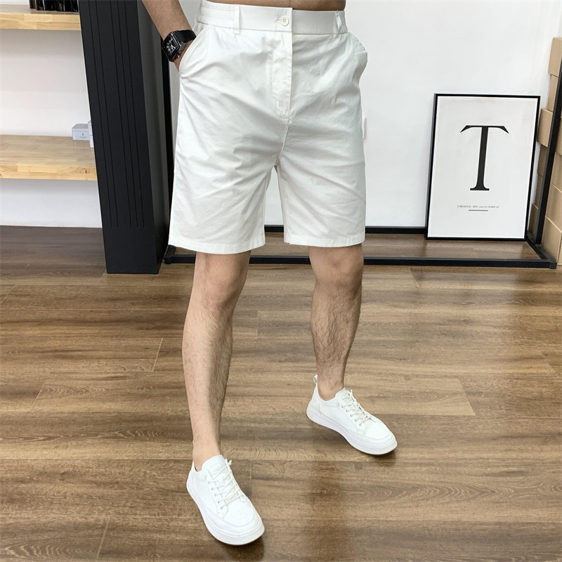 现货白色五分短裤男士潮牌外穿2025夏季新款高端纯色休闲中裤工装