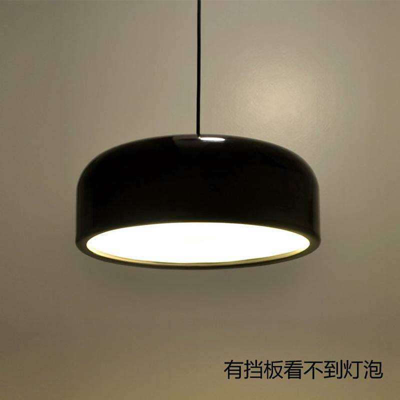吊灯现代简约单头单个北欧罩彩色办公室灯吧台锅盖工矿灯灯罩灯具