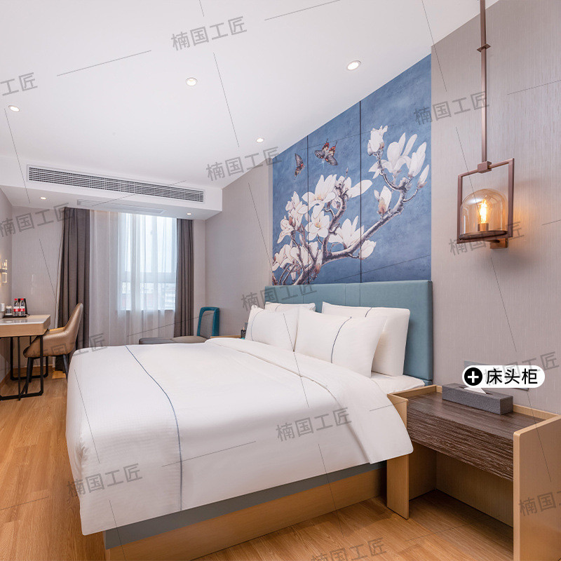 白玉兰酒店家具定制全套标间双床宾馆专用板式床箱床头翻新设计