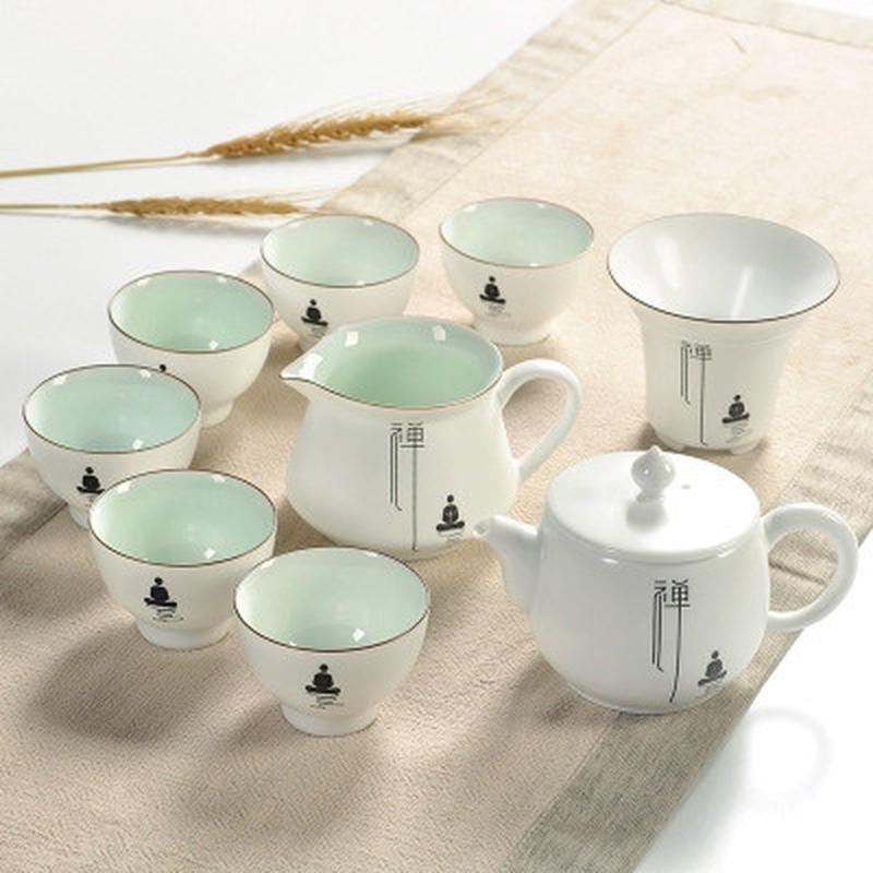 涵亚光汉白瓷段茶具白瓷功夫茶具三才盖碗茶壶整套陶瓷礼品